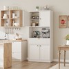 70" Tall Pantry Cabinet, Kitchen Storage Cabinet with Microwave Stand, Drawer, Wood Cupboard Furniture for Dining Room, Living Room - 3 of 4