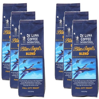 De Luna Coffee International Coffee Blue Angels Blend - Pack of 6 - 12 oz