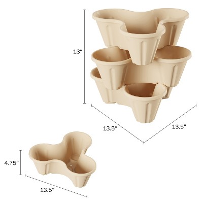Sand Stone 3-Tier Stacking Planter Tower for Indoor/Outdoor Use