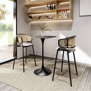 LeisureMod Verve 24" Sqaure Bar Height Dining Table - Modern MDF Top with Black Pedestal Base Counter Height Table for Kitchen, Home, and Pub - 1 of 4