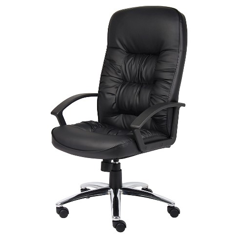 High Back Leather Plus Chair Black - Boss Office Products : Target