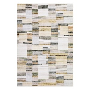 Washable Modern Geometric Patchwork Print Living Room Rugs, Soft Ultra Thin Non Slip Bedroom Carpet for Dining Room Home Office - 1 of 4