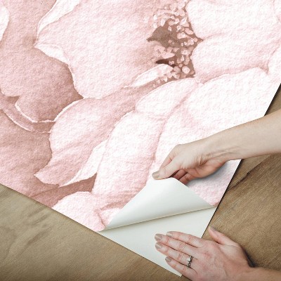 Pink and Cream Floral Peel and Stick Wallpaper Mural
