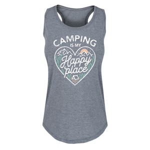 Women's - Instant Message - Camping Is My Happy Place Graphic Racerback Tank - 1 of 4