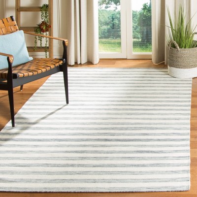 Ivory and Grey 6' x 9' Handmade Wool Flat Woven Rug