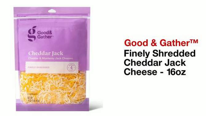 Finely Shredded Cheddar Jack Cheese - 16oz - Good & Gather&#8482;, 2 of 4, play video