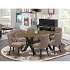 HomeStock 7-Piece Rectangle Distressed Jacobean Finish Solid Wood Top Dining Table with 6-Chairs - 2 of 4