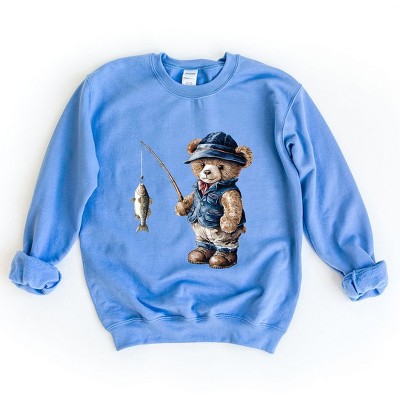 Simply Sage Market Women's Graphic Sweatshirt Teddy Bear Fisherman