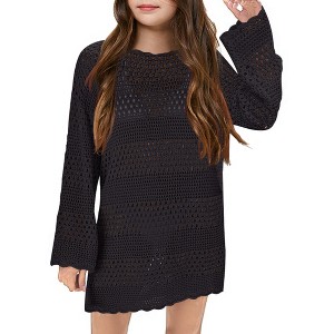 Girl Swimsuit Crochet Swim Cover Up Summer Bathing Suit Swimwear Knit Pullover Beach Dress - 1 of 4