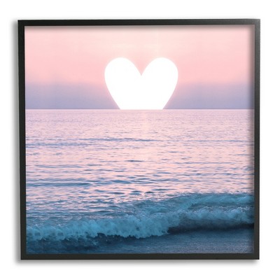 Stupell Industries Pink Heart Ocean Sunrise Framed Giclee Art