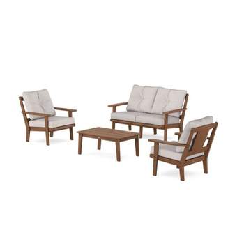 POLYWOOD 4pc Prairie Deep Seating Outdoor Patio Conversation Set with Loveseat