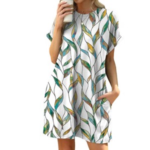chinese dress ladies La Leela Women's Summer Loose Vacation House Wear Swing Dresses Red P04568
