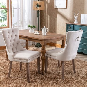 CENGHU Modern Velvet Upholstered Dining Chairs Set of 2, Kitchen Side Chairs with Wood Legs and Nailhead Trim, for Dining Room, Living Room - 1 of 4