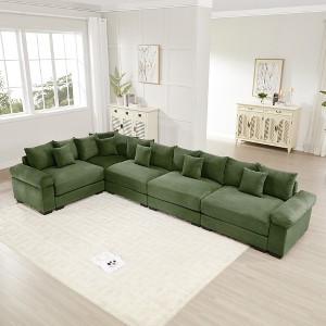 Aukfa Oversized Cloud Modular Corduroy Sofa Sectional with Ottoman - Reversible Deep Seat Couch for Living Room - 1 of 4