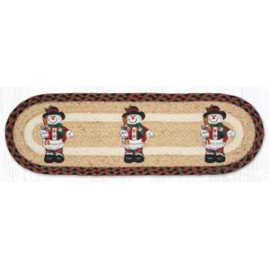Earth Rugs Eco-Friendly Jute Snowman with Top Hat Oval Stair Tread 27"x8.25" - 1 of 3