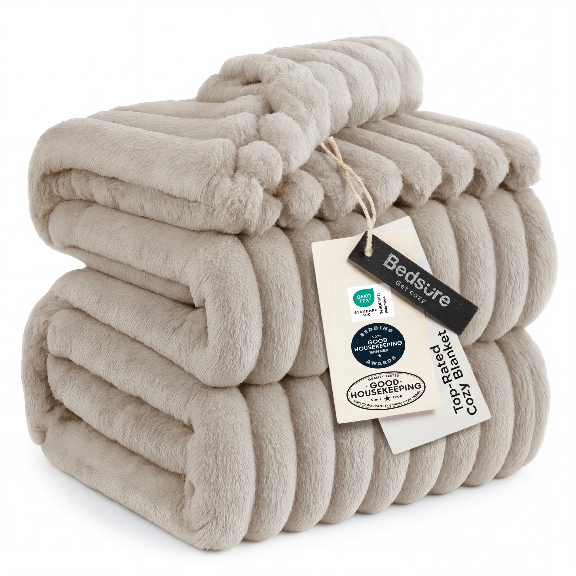 Bedsure Linen Queen Blanket - GentleSoft Lightweight Fleece, Summer Comforter Alternative for Master Bedroom, 90x90