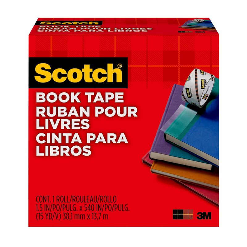 Scotch Book Tape, 1-1/2 in x 15 yd. Per Rolls, 3 Rolls, 3 of 4
