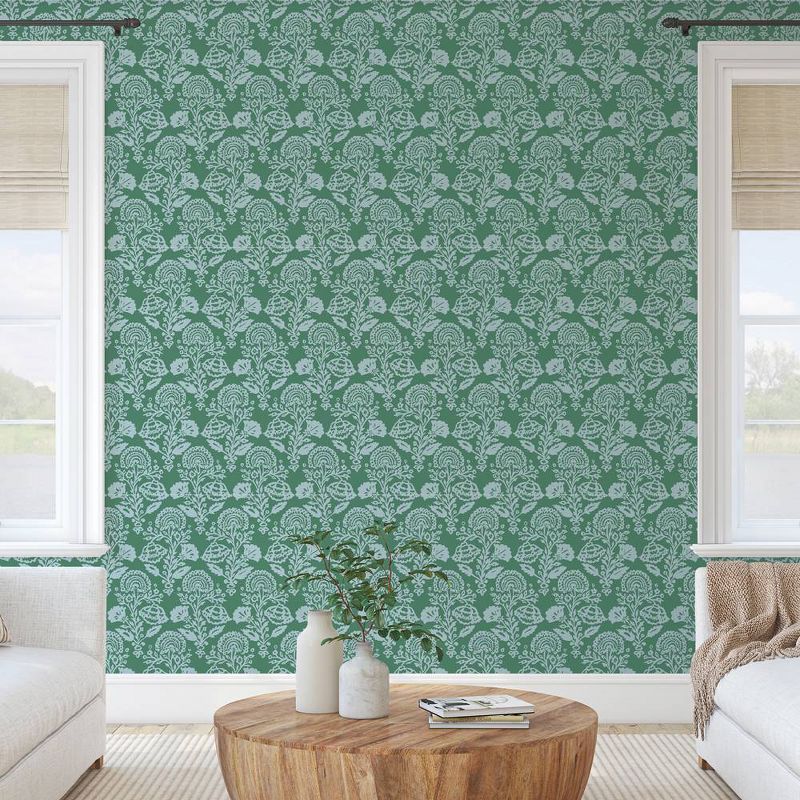 Tempaper Peel and Stick Wallpaper Floral Damask Green, 5 of 7