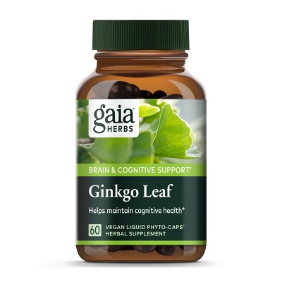 Gaia Herbs Ginkgo Leaf - Traditionally Used to Support Healthy Circulation and Brain Function - 60 Vegan Liquid Phyto-Capsules
