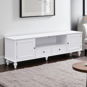 70.9'' Modern TV Stand for TVs up to 80 Inches, Storage Cabinet with 2 Drawers, 2 Cabinets, Open Shelf and Solid Wood Legs - 1 of 4
