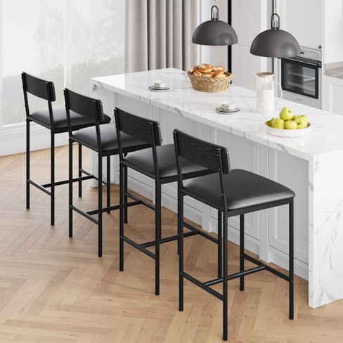 Whizmax Bar Stools Set Of 4 Kitchen Bar Stools With Footrest Pu Upholstered Counter Height Barstools Bar Chairs With Back For Kitchen Island Target