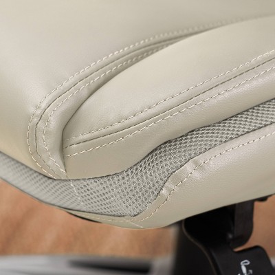 Ergonomic Cream Bonded Leather Executive Office Chair with AIR Lumbar Support