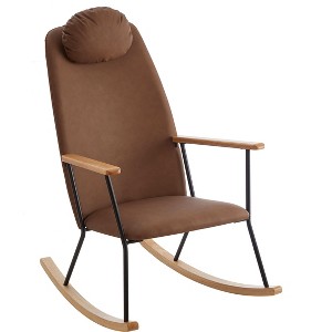 Sapphtopaz Accent Chair Upholstered Glider Rocking Chair with High Backrest and Adjustable Headrest Pillow Armchair for Living Room, Bedroom - 1 of 4