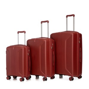 MOEPISY 3 pcs/set in PP Spinner Wheel Luggage, Carry on Suitcase, Matching Color, Combination Lock (Red) - 1 of 4