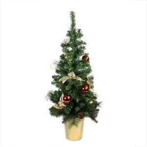 Northlight 48" Red, Gold and Copper Potted Artificial Christmas Tree - Unlit - 1 of 2