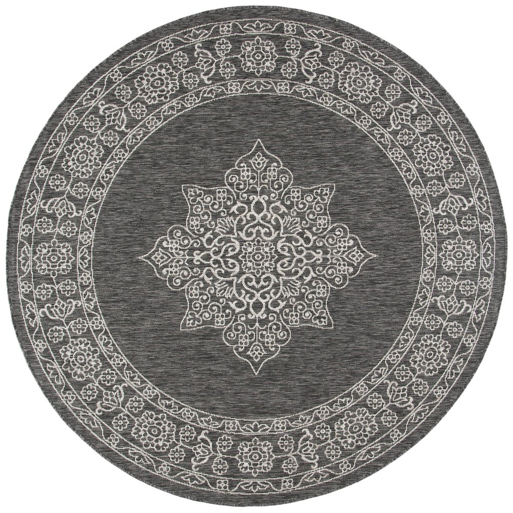 6'7in Round Cleora Outdoor Rug Black/Ivory - Safavieh