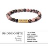 HOPE LOVE SHINE Rhodonite Beaded Bracelet – Gold-Tone Affirmation Bar Stretch Bracelet Gift for Women - 2 of 4