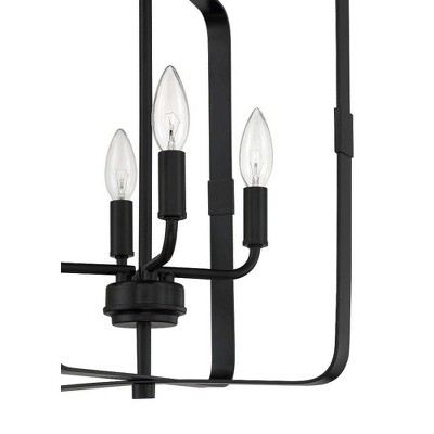 Stowe Transitional 4-Light Flat Black Foyer Pendant with Clear Glass
