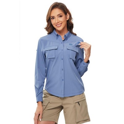 Women's UPF 50+ UV Sun Protection Safari Shirt Back Mesh-Lined Long Sleeve Button Down Fishing Shirts Hiking Shirts Travel Shirts for Women