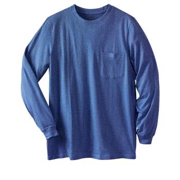KingSize Men's Big & Tall Shrink-Less Lightweight Long-Sleeve Crewneck Pocket T-Shirt