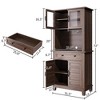 Elegant Black Modern Wood Pantry Coffee Cabinet with Ample Storage, Spacious 72" Tall Kitchen Bar Cabinet Hutch Featuring 4 Stylish Glass Doors - 2 of 4