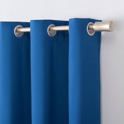 Classic Blue Polyester Blackout Grommet Window Panels for Kids