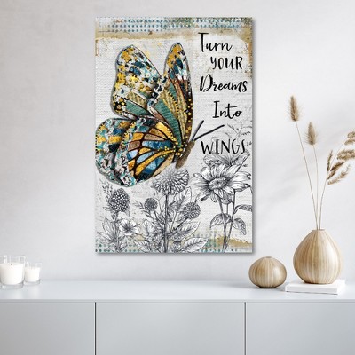 Turn Your Dreams Into Wings 18x26 Multicolor Mixed Media Canvas Art