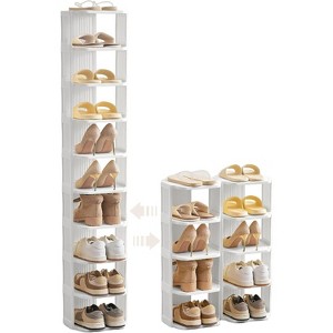 Space-Saving Shoe Rack for Small Spaces - Vertical Plastic Organizer Fits in Narrow Entryways & Closets, Free-Standing Design - 1 of 4