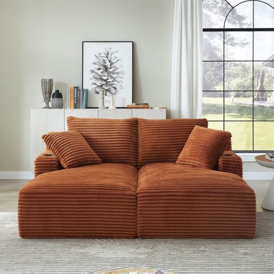 Dolonm Compressible Double Lounge Chair, Boneless Sofa with Cup Holder, , No Assembly,for Living Room,Bedroom