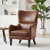 GDFStudio Salerno Contemporary Microfiber Wingback 41" High Back Club Chair, Brown - 2 of 4