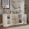 FUFU&GAGA 4 Drawer Double Door Louvered Decorative Finish Dresser for Bathroom White - 3 of 4