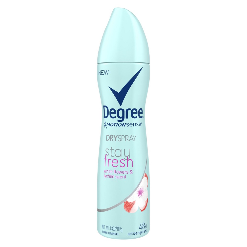 Degree Women Stay Fresh Antiperspirant Deodorant Dry Spray White Flowers & Lychee 3.8 Oz.