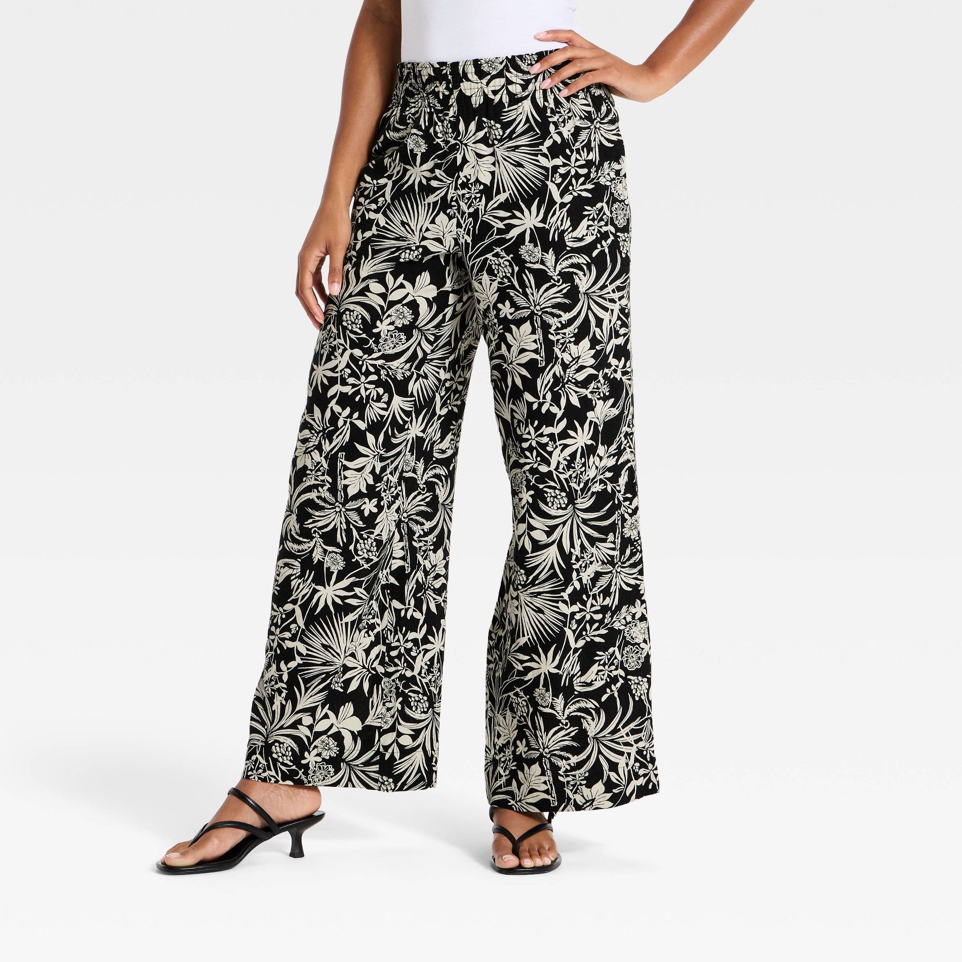 Women's High-Rise Linen Wide Leg Pull-On Pants - A New Day™
