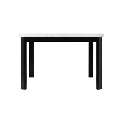 Transitional Black and White Marble Square Counter Height Dining Table