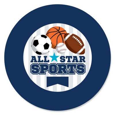 Big Dot of Happiness Go, Fight, Win - Sports - Baby Shower or Birthday Party Circle Sticker Labels - 24 Count