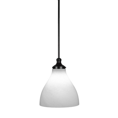 Toltec Lighting Juno 1 - Light Pendant in  Matte Black with 11.75" White Marble Shade