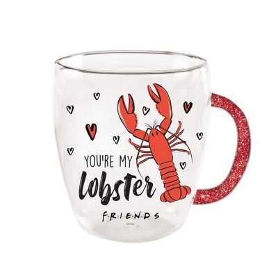 Silver Buffalo Friends You're My Lobster 14 Ounce Glitter Handle Glass Mug