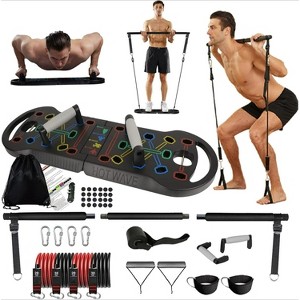 Portable Push Up Board Set, Home Workout Equipment with Resistance Bands & Ab Roller Wheel for Fitness - 1 of 4