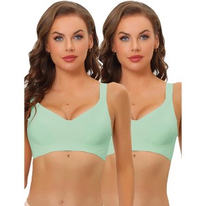 Allegra K Women's Wireless Adjustable Straps No Show Smooth Comfort Minimizers Bras 2 Packs - 1 of 4