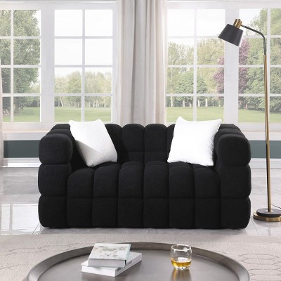 62"Cloud Couches,Boucle Sofa With Square Arms,Loveseat,Marshmallow Sofa With Wooden Frame,Soft Sofa Furniture-Cuddlewood
